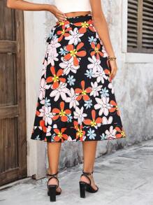 SHEIN Clasi 花卉印花包裝前扣帶腰裙 - 彩色 - 查看 2