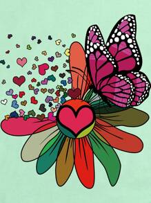 SHEIN Essnce 蝴蝶花卉印花短袖t卹 - 青檸色 - 查看 6