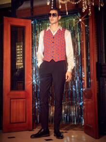 Manfinity VCAY Men'S Geometric Printed Woven Vest - Orange - View 4