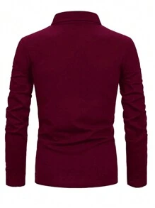 Manfinity Homme Men Plus Contrast Trim Polo Shirt - Burgundy - View 2