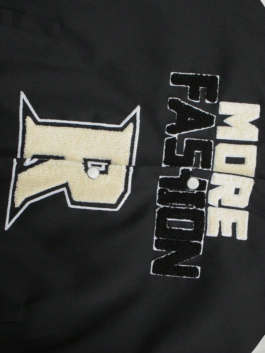 Manfinity Basics Men's Letter Print Contrast Color Baseball Jacket