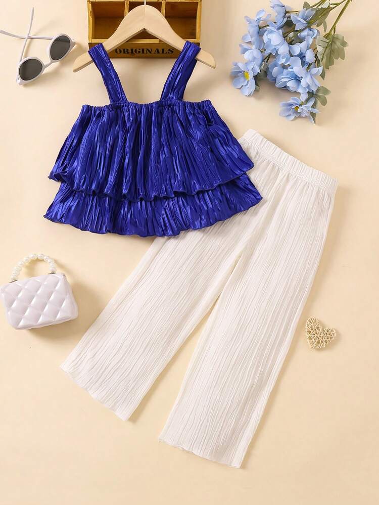 Sweet And Ladylike Casual And Fashionable Two-Piece Set For Girls