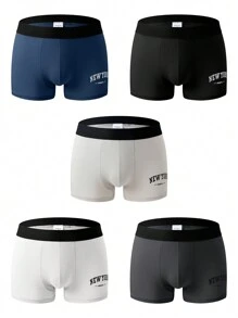 Men'S Breathable Monogram Boxer Briefs All Seasons (5-Piece Set) - Multicolor - View 7