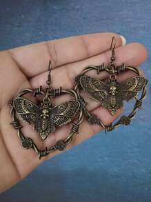 ROMWE Goth Pair Of Love Butterfly Charm Earrings - Bronze - View 1