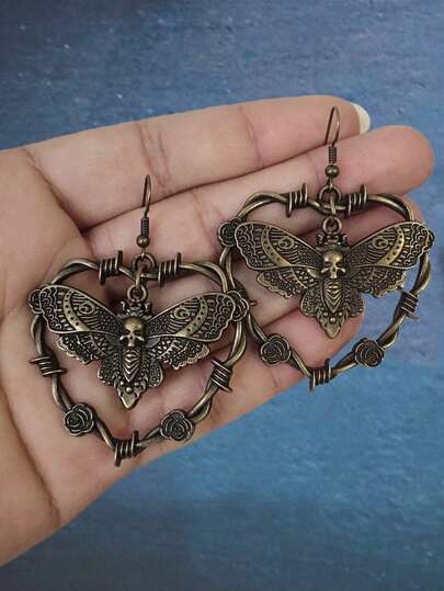 Goth Par De Pendientes Con Dije De Mariposa De Amor