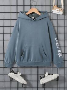 SHEIN Tween 男孩休閒舒適寬鬆運動衫 - 霧霾藍 - 查看 2