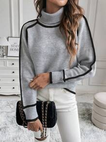 SHEIN LUNE 女式有領高領毛衣 - 彩色 - 查看 5