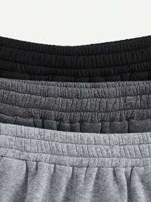 SHEIN Sport Studio 3pcs Solid Color Fleece Sweatpants Winter Women Clothes