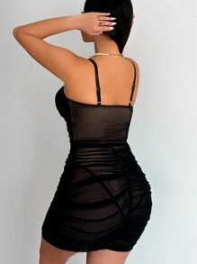 Zolique Conjunto De 2 Piezas, Body De Tirantes Con Sobrefalda De Malla Plisada Y Falda