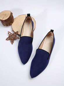 Của phụ nữ Pointed Toe Phong cách Retro Gót thấp Giày phẳng Với Mờ Da , Linh hoạt & Thoải mái Cho công việc In Mùa Xuân - Màu xanh hải quân - Xem 4