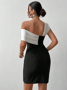Asymmetrisch Halslijn Fitting jurk