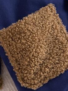 Baby Boy Dual Pocket Borg Collar Coat - Royal Blue - View 6