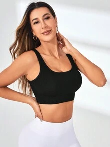 Yoga Basic Sömlös Öppen Rygg Sport BH - Svart - Visa 5
