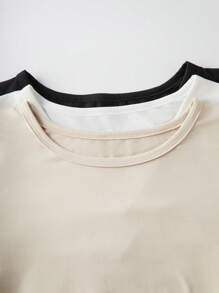 Sweetra Round Neck Short Sleeve Bodysuit - Multicolor - View 4