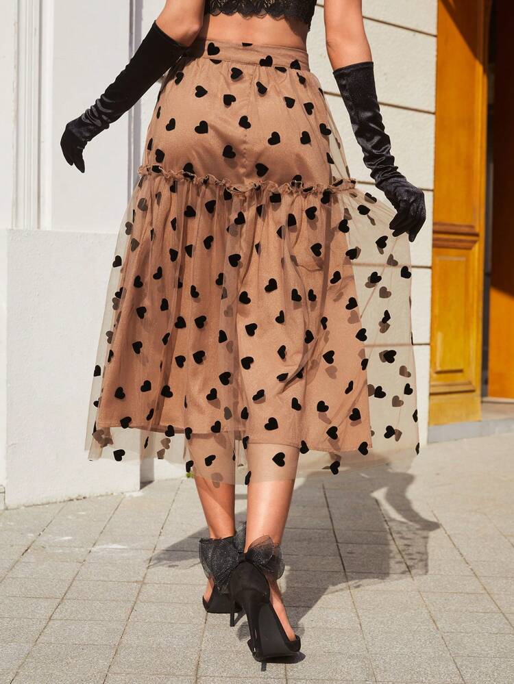 Ladies' Mesh Heart Pattern Skirt