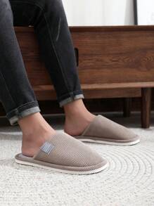 Pantuflas de hombre con suela gruesa antideslizante y forro de felpa cálido, para uso en interiores, otoño/invierno, zapatos de piel