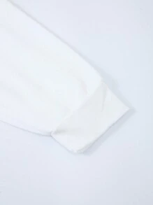 女士纯色圆领落肩套头卫衣秋季卫衣 - 白色 - 查看 3
