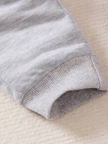 SHEIN 男童牛仔背心,純色短袖t恤和運動長褲套裝 - 藍色 - 查看 3