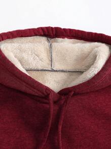SHEIN Unity 女款純色連帽抓絨運動衫 - 紅色 - 查看 6