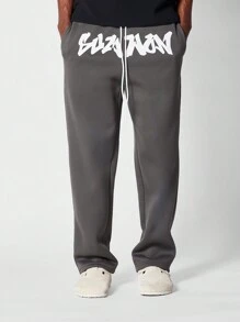 SUMWON Casual Athletic Sweatpants Relaxed Fit Winter Workout Training Bottoms Streetwear Urban Style Loungewear Cozy Soft Relaxed Joggers Comfort Wear - Dark Grey - View 1