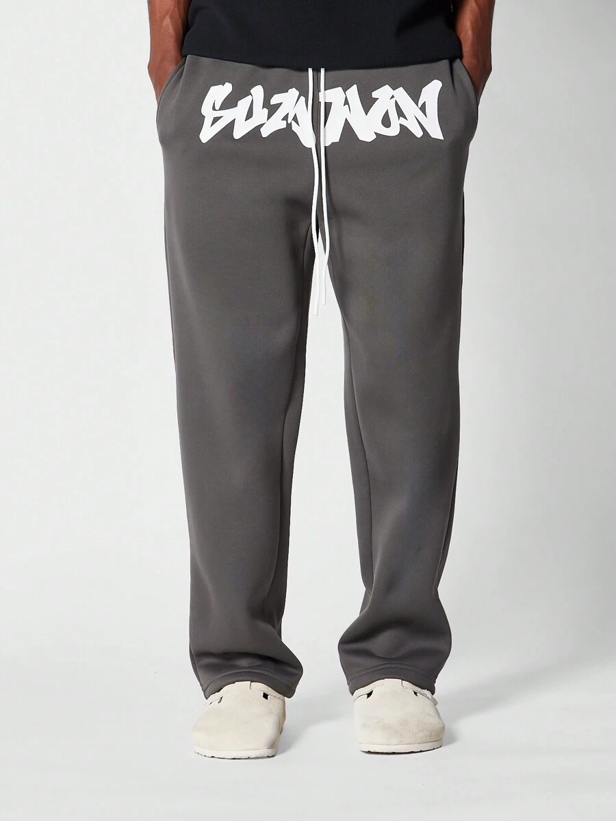 SUMWON Casual Athletic Sweatpants Relaxed Fit Winter Workout Training Bottoms Streetwear Urban Style Loungewear Cozy Soft Relaxed Joggers Comfort Wear - Dark Grey - View 1