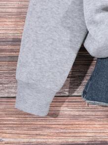 SHEIN EZwear Women's Plus Size Cow Print Crew Neck Fleece Sweatshirt - Light Grey - View 3