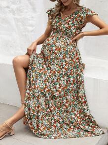 SHEIN Váy tay lỡ họa tiết hoa cho bà bầu - Nhiều màu - Xem 1
