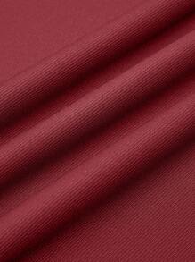 SHEIN Clasi 大尺碼女裝包扣長裙 - 酒紅色 - 查看 5