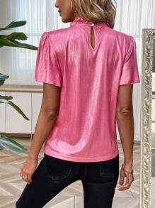 Calvaya Bell Sleeve Stand Collar T-Shirt