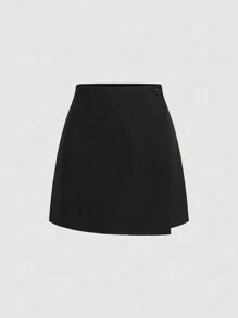 SHEIN MOD 红色格子A字迷你裙，节日派对女裙，S码套装，节日女装 - 黑色 - 查看 1