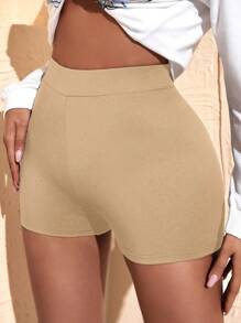 SHEIN SXY Leggings Cortos Ajustados De Talle Alto Para Mujer