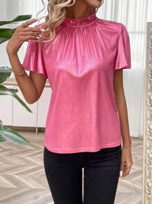 Calvaya Bell Sleeve Stand Collar T-Shirt