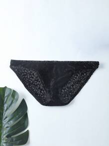 Men'S Stretch Soft Sexy Lace Briefs - Black - View 4