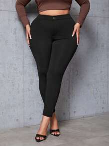 SHEIN SXY Plus Solid Skinny Pants