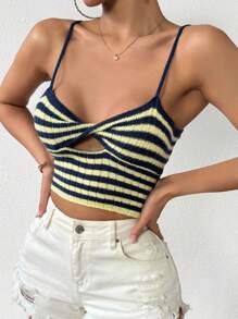 SHEIN WYWH Của phụ nữ Sọc Xu hướng: Cắt giảm Áo ba lỗ Áo len dệt kim - Nhiều màu - Xem 6