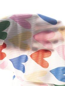 SHEIN Toddler Girls Heart Print Shorts - Multicolor - View 6