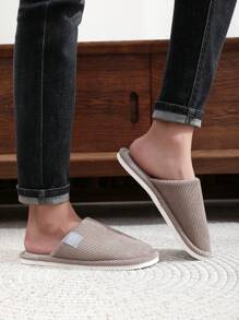 Pantuflas de hombre con suela gruesa antideslizante y forro de felpa cálido, para uso en interiores, otoño/invierno, zapatos de piel