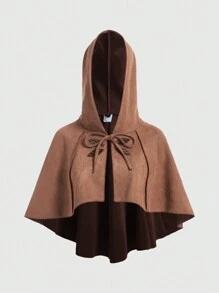 ROMWE Fairycore Ladies' Hooded Cape Coat - Brown - View 3