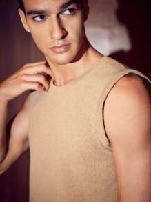 Manfinity VCAY Men'S Sweater Vest And Sweater Pants Set - Khaki - View 6