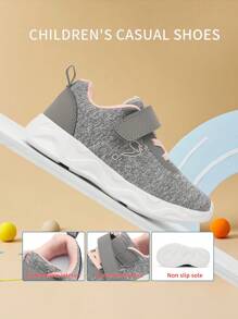 Kids Mesh Breathable Lightweight Hook And Loop Easy On/Off Running Sneakers