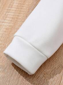 SHEIN 年轻男孩休闲拼布拼色连帽套头衫 - 粉色 - 查看 4