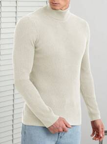 RueChic Men's Turtleneck Long Sleeve Sweater - White - View 3