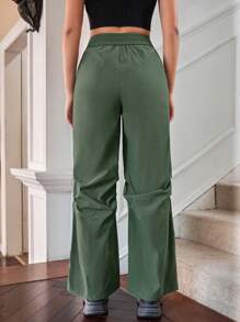 SHEIN Unity 純色降落傘褲 - 軍綠色 - 查看 2