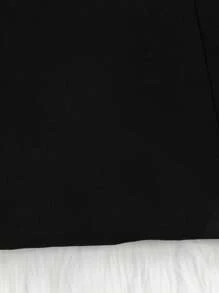 SHEIN 少女黑色珍珠裝飾彼得潘領泡泡袖裙 - 黑色 - 查看 3