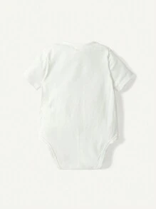 男嬰卡通小刺蝟圖案圓領短袖疊肩連身衣三件套 - 彩色 - 查看 10