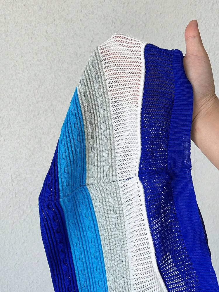 Women's Plus Size Striped Contrast Knit Halter Top