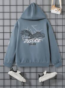 SHEIN Tween 男孩休閒舒適寬鬆運動衫 - 霧霾藍 - 查看 1