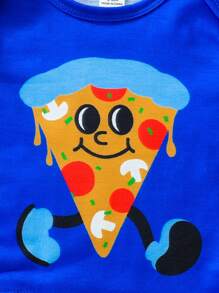 男嬰趣味食品披薩爆米花印花套裝 - 藍色 - 查看 7