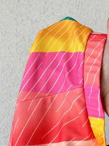 Slaydiva Conjunto de Top de tirantes con recorte en la espalda estampada, talla grande el conjunto de Top de hombros descubiertos de talla grande para verano - Multicolor - Ver 6