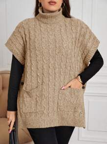 SHEIN Clasi 大尺碼針織上衣 - 杏色 - 查看 1